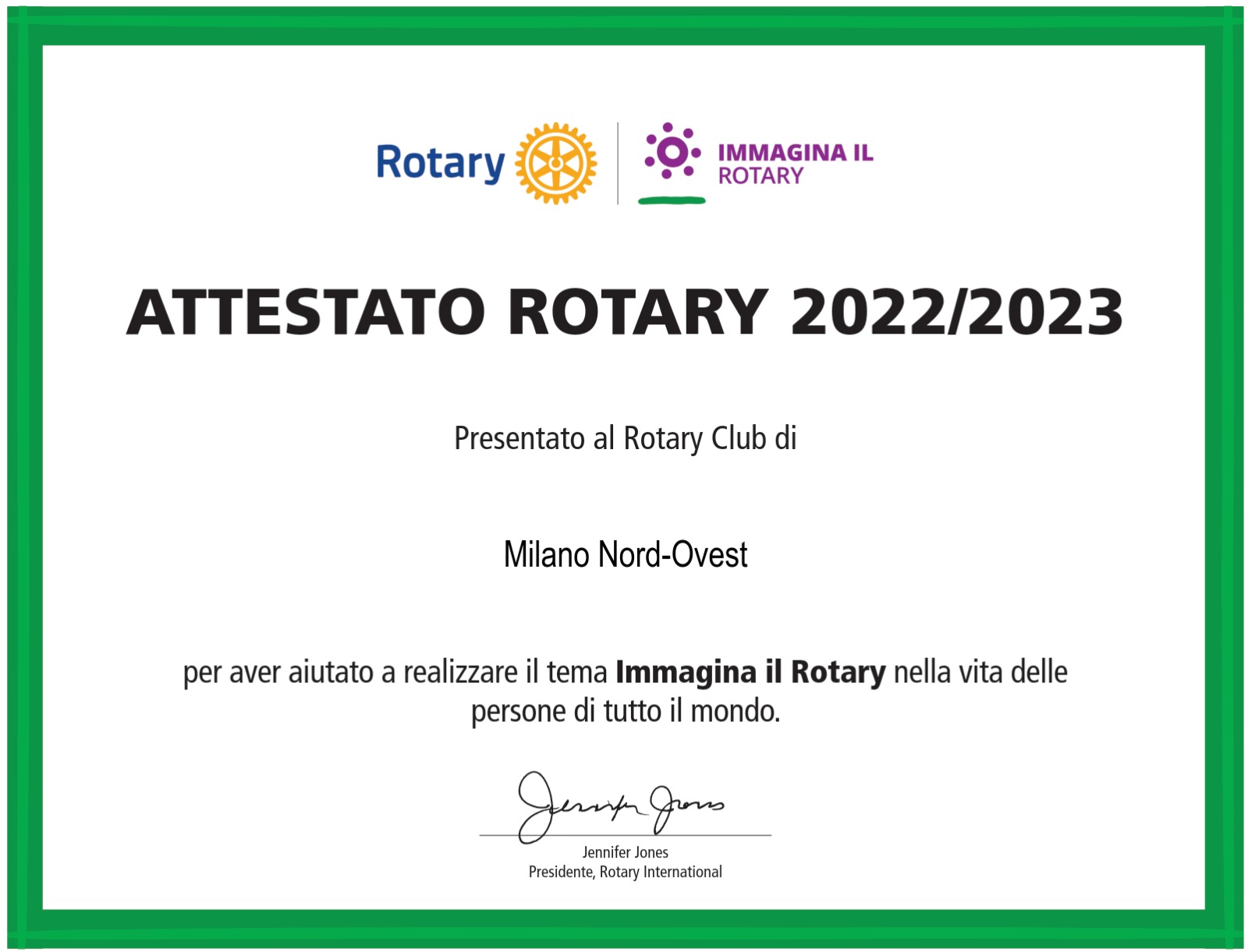 Attestato Rotary 22-23
